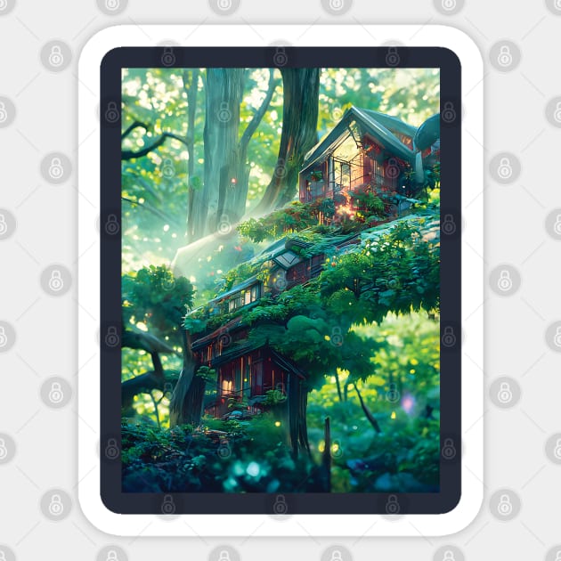 Magical Forest and Its Secret Beautiful Cottage in Jungle Sticker by DaysuCollege